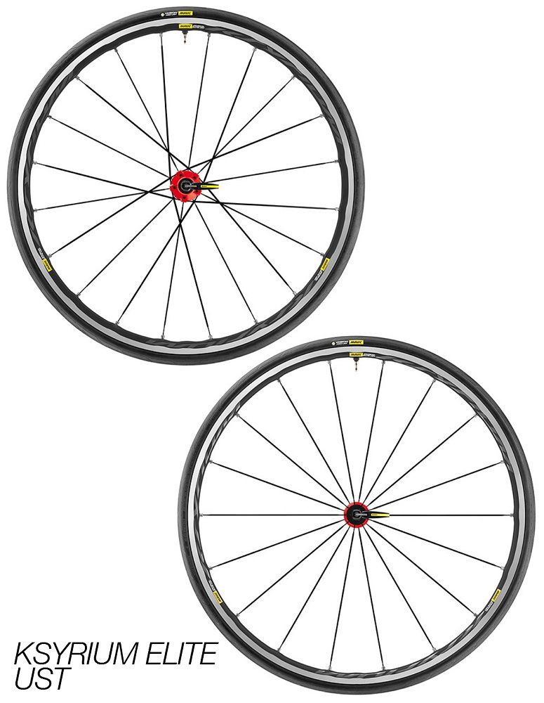 Roues Mavic Ksyrium Elite UST Rouge (avec Pneus) Super Promo